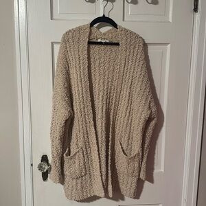 Miracle Women's Open Front Cardigan with Pockets Textured Cream Color S/M